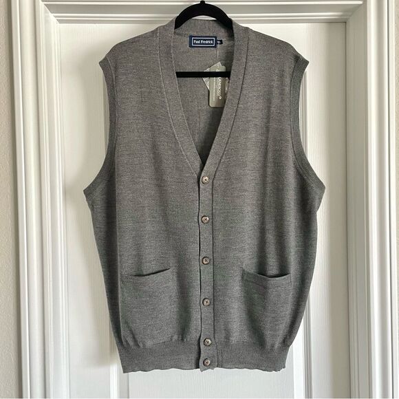 NWT Paul Fredrick Tailored Fit Merino Wool Sweater Vest Quiet Luxury Old Money - Picture 2 of 9